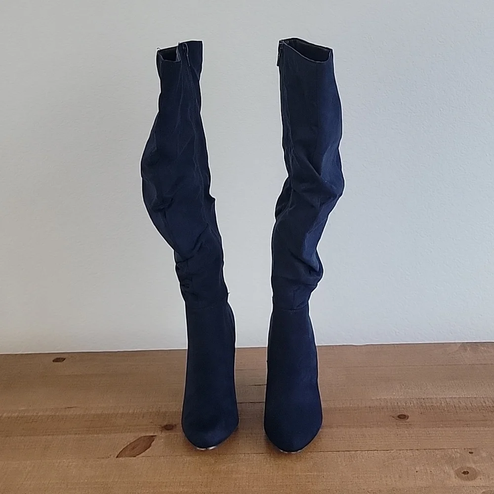 JustFab - Karlana navy boots, wide width size 7. - Picture 3 of 10